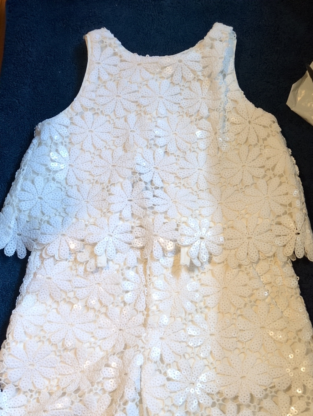 Zara 2 PC Girls White Floral Lace Sequin Cotton Lined Shorts/Top- Size 6